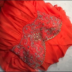 Sherri Hill Orange/Coral Dress Size 0 Beaded